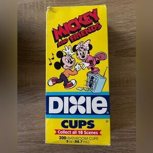 Vintage 1993 DIXIE Bathroom Cups Box 3 Oz. Mickey And Friends Disney Open Box 75
